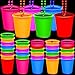 Sureio 24 Pieces Shot Glass Necklaces Light Up Necklace Shot Glasses Glow in the Dark Neon Plastic Shot Necklace Cups on Beaded for Halloween Christmas Wedding Glowing Party Favor 6 Colors - Image 3
