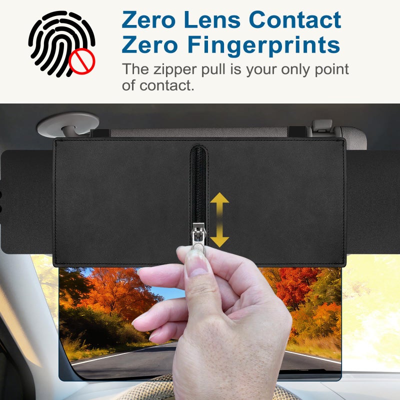 Veharvim Sun Visor Extender for Car (Polarized, UV400, Zipper Slider, 2 Side Sunshade, PC Lens) Visor Extender Attachment for Car Visor, Anti-Glare for Safe Driving - Image 4