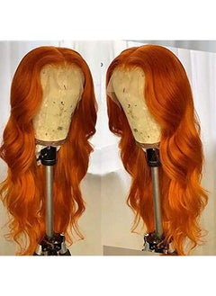 Ginger Orange Lace Front Wigs Long Wigs Loose Wave Glueless Lace Wig Synthetic Heat Resistant Fiber Wig With Baby Hair Natural Wavy Body Wave Colorful Ginger Brown Colored Wig For Women 24 Inch