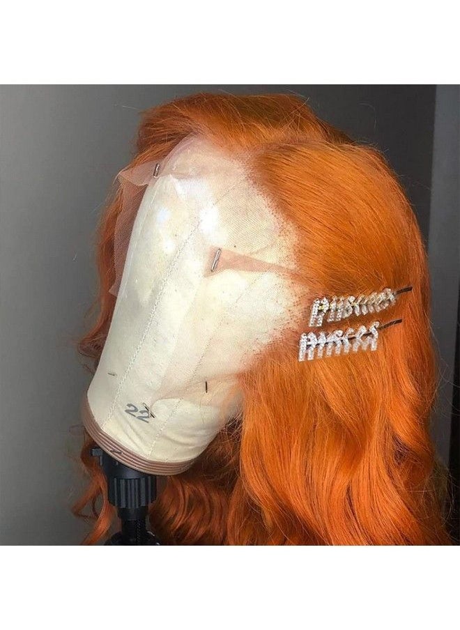 ANDRIA - Ginger Orange Lace Front Wigs Long Wigs Loose Wave Glueless Lace Wig Synthetic Heat Resistant Fiber Wig With Baby Hair Natural Wavy Body Wave Colorful Ginger Brown Colored Wig For Women 24 Inch - Image 1