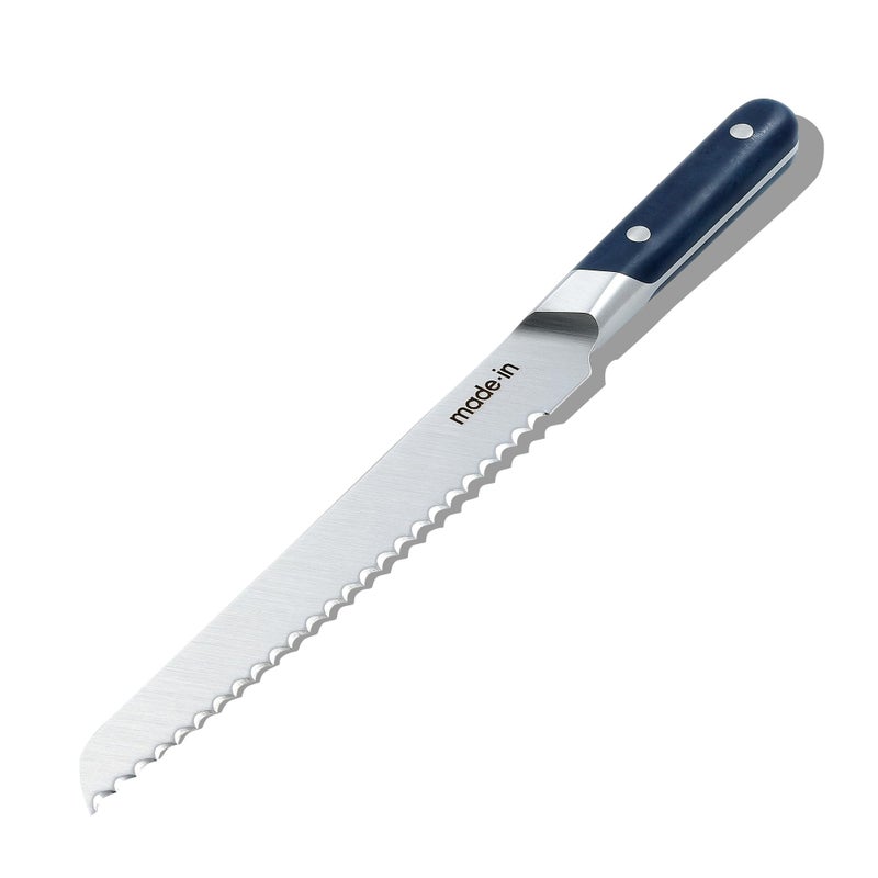Made In Cookware  9 Inch Bread Knife France  Full Tang With Harbour Blue Handle
