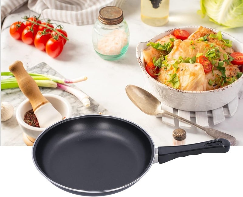 Household NonStick Frying Pan Skillet Cookware for Gas Stove, Thickened Pan Wall, Stainless Steel Black (20CM) - Image 5