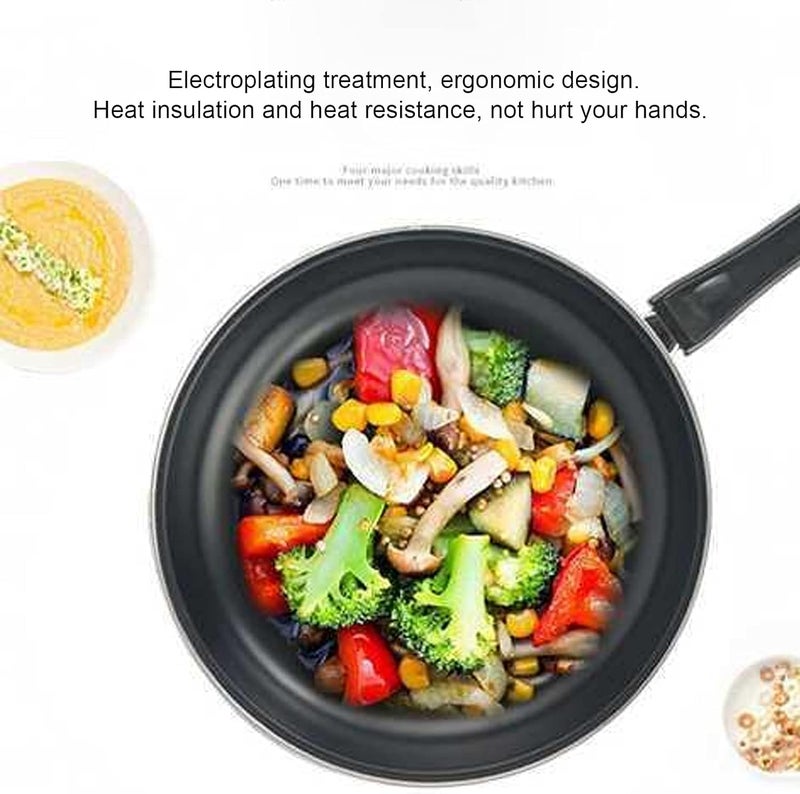 Household NonStick Frying Pan Skillet Cookware for Gas Stove, Thickened Pan Wall, Stainless Steel Black (20CM) - Image 2