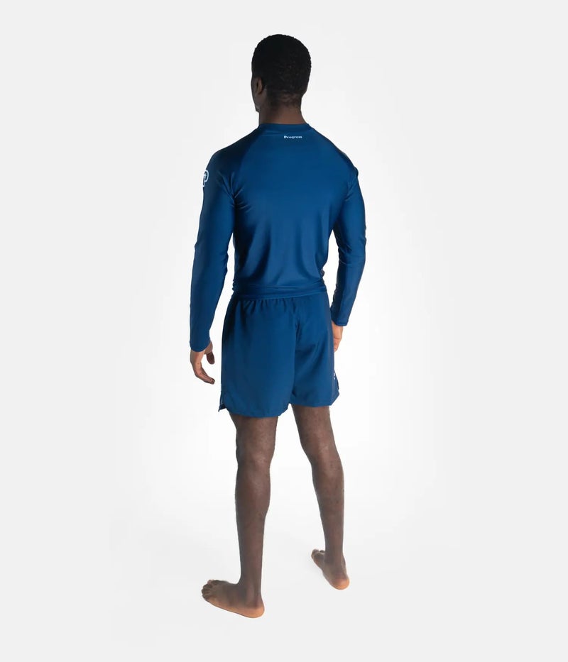 Progress Jiu Jitsu Academy Long Sleeve Sleeve Rashguard | Comfortable and Durable BJJ Rash Guard | Flexible Rash Guard for Grappling | Moisture-Wicking Compression Tops for Men and Women | Navy - M - Image 4
