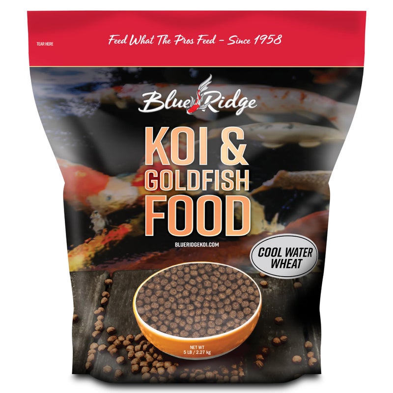 Blue Ridge Koi Fish Food 5lb - Cool Water Wheat 3/16", Fall and Winter Floating Pond Pellets, Ponds Fish Food - Image 1