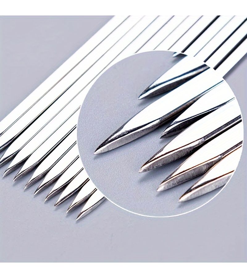 12 Pcs Stainless Steel Flat Barbecue Skewers 33cm Reusable For Camping Family Outdoor Party Cooking - Image 5
