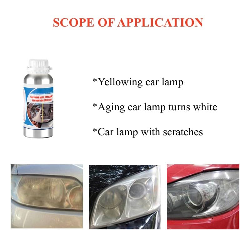 TUTOOLS 600ML Headlight Restoration Liquid,Automobile Headlight Lens Polish Repair Liquid, Car Headlight Scratch Restoring Fluid for Repair Headlight Yellowing, Haze, Scratches - Image 5