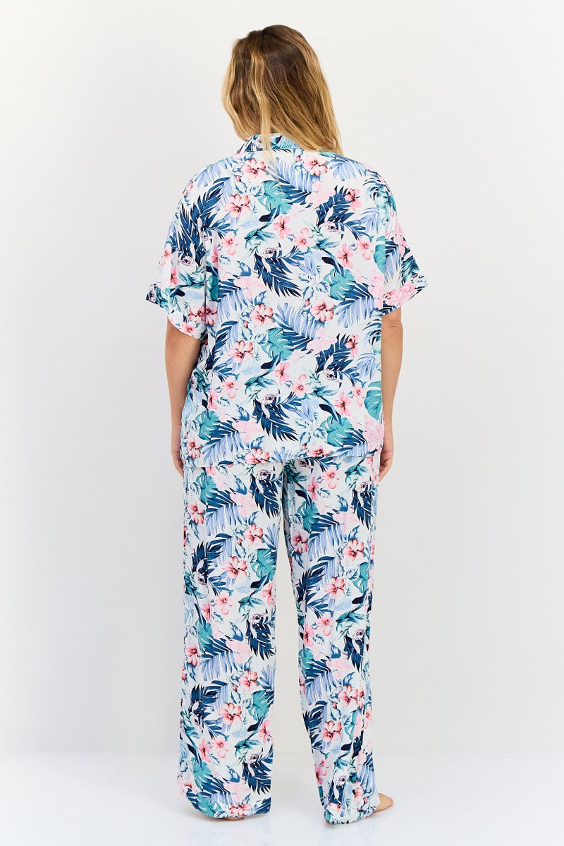 Marilyn Monroe Women 2 Pcs Floral Print Top And Bottom Pyjama Set, Multicolor  - Image 4