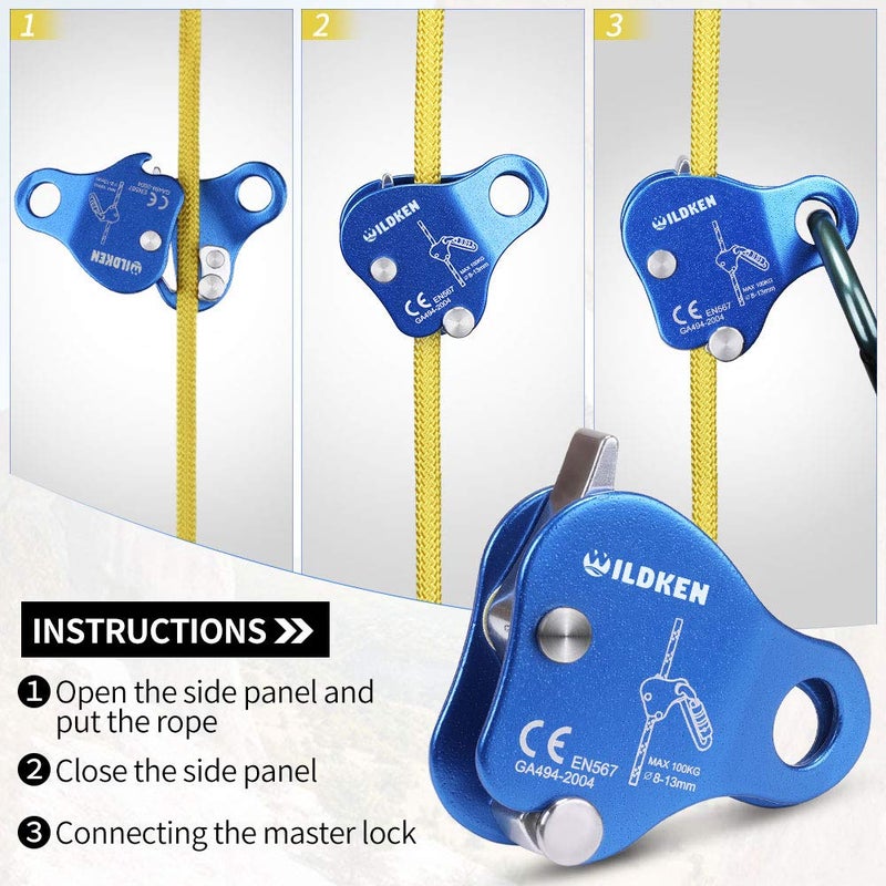 WILDKEN Climbing Ascender Fall Protection Belay Device Climbing Rope Grab for Rock Climbing Mountaineering Tree Arborist Expedition Caving Rescue Aerial Work - Image 5