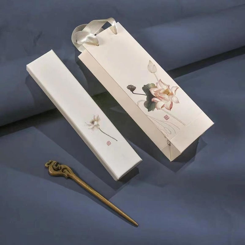 Generic Palace Style Imitation Ebony Hairpin Antique Hanfu Flower Hair Hairpin National Style Tassel Hairpin Ancient Clothing Hair Ornament Hairpin Gift Bag