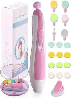 Consevisen Baby Nail Trimmer Electric Nail File Baby Nail Clippers, 20 in 1 Safe Nail Filer Grinder Kit for Newborn Infant Toddler Kids or Adults Toes Fingernails Care Trim Polish, Led Light and Grinding Heads 