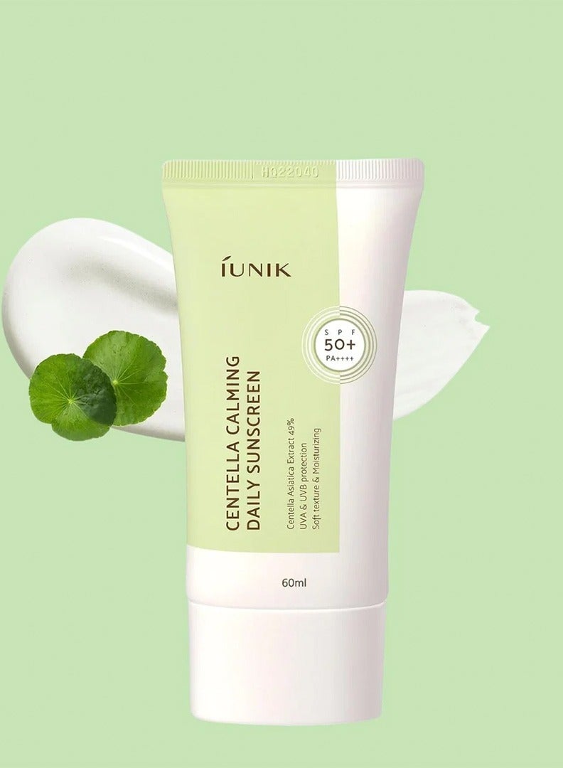 iUNIK Centella Calming Moisture Daily Sunscreen SPF 50+ PA++++ Matte & No White Cast Centella Asiatica Dry Oily Sensitive Vegan Korean Skincare 60ml