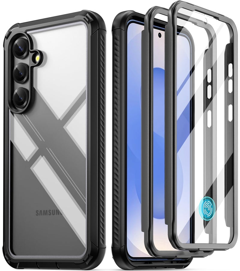 Poetic Guardian Case for Samsung Galaxy S25 5G 6.2 "(2025) [20 FT Mil-Grade Drop Tested], Built-in Screen Protector [Work with Fingerprint ID], Full Body Rugged Shockproof Case, Black/Clear - Image 1