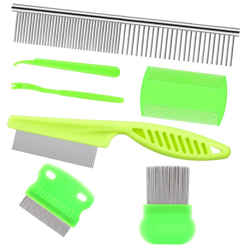 Lamoutor 7Pcs Pet Flea Comb Fine Tooth Comb and Pet Stainless Steel Combs for Dogs Cats Pet - Image 1