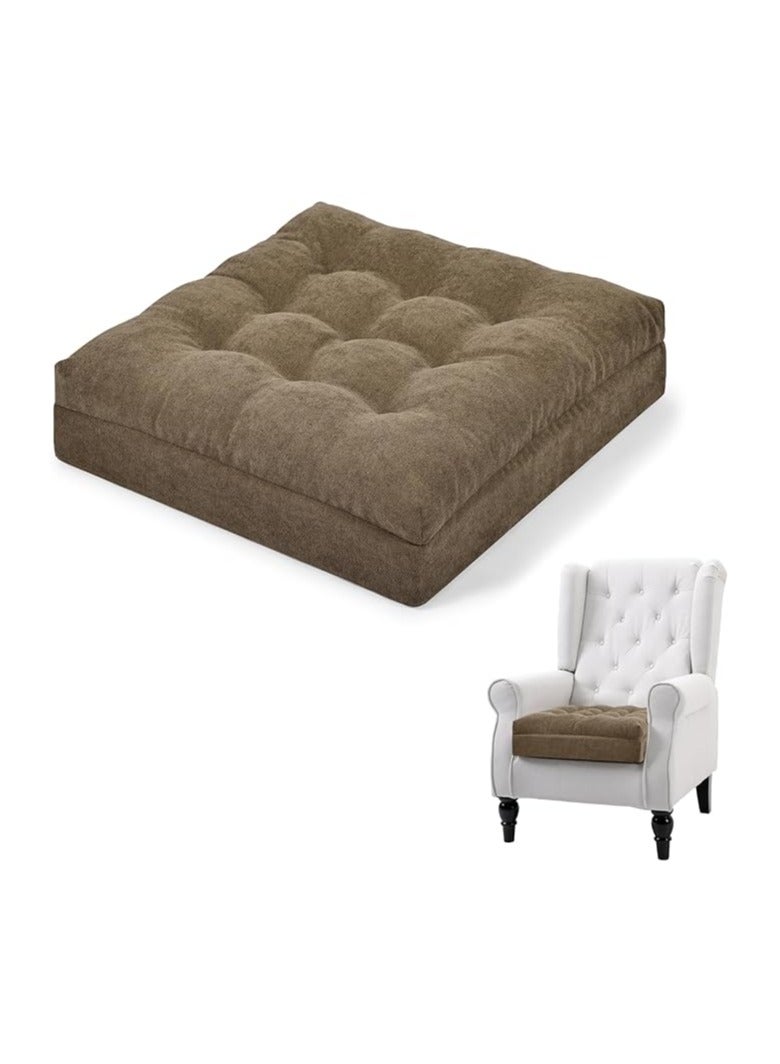 TANYOO Recliner Cushion Dual Layer Fillings Chair Cushion for Elderly 20”x20”x5” Extra Large Seat Cushion for Chair Thick and Supportive Chair Pad for Armchairs Pain & Pressure Relief Brown - Image 1