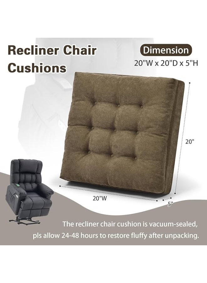 TANYOO Recliner Cushion Dual Layer Fillings Chair Cushion for Elderly 20”x20”x5” Extra Large Seat Cushion for Chair Thick and Supportive Chair Pad for Armchairs Pain & Pressure Relief Brown - Image 4