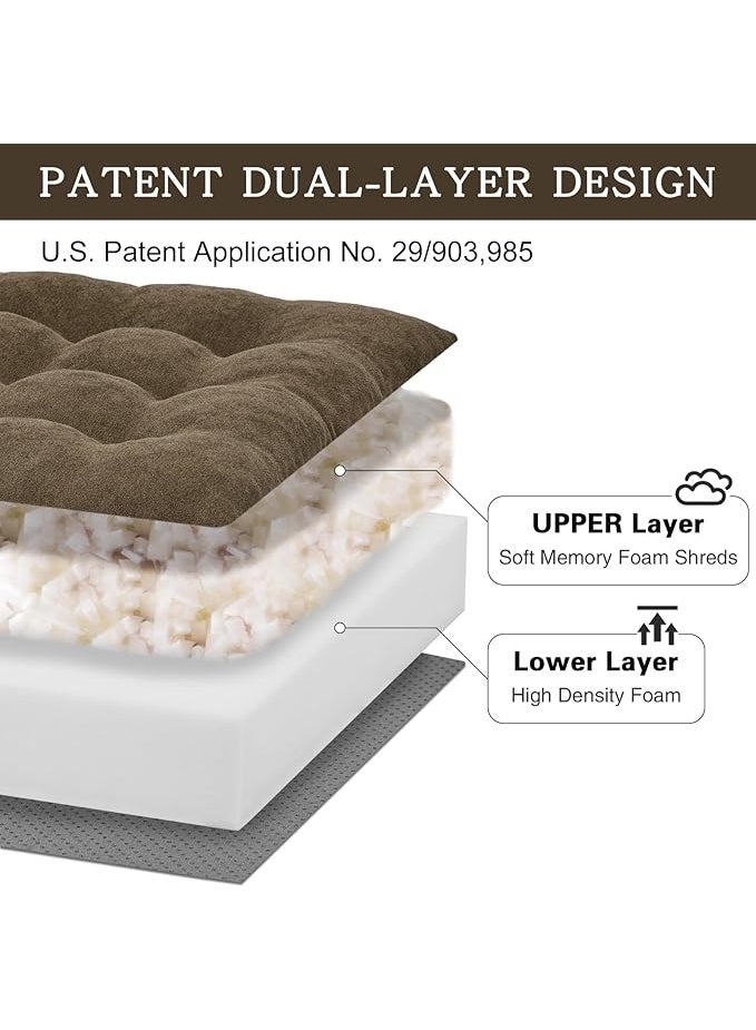 TANYOO Recliner Cushion Dual Layer Fillings Chair Cushion for Elderly 20”x20”x5” Extra Large Seat Cushion for Chair Thick and Supportive Chair Pad for Armchairs Pain & Pressure Relief Brown - Image 3