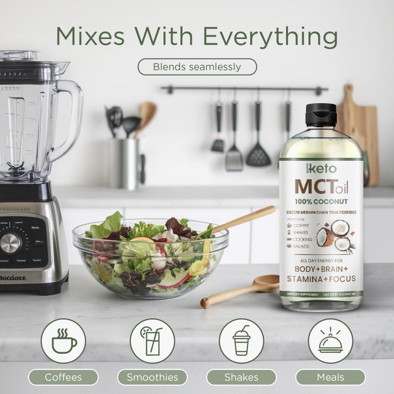 Keppi Keto MCT Oil - Flavorless C8 and C10, Non-GMO, Certified Gluten-Free, Palm Oil Free, Vegan, Kosher, Halal, 32 oz Coconut Oil - Image 4