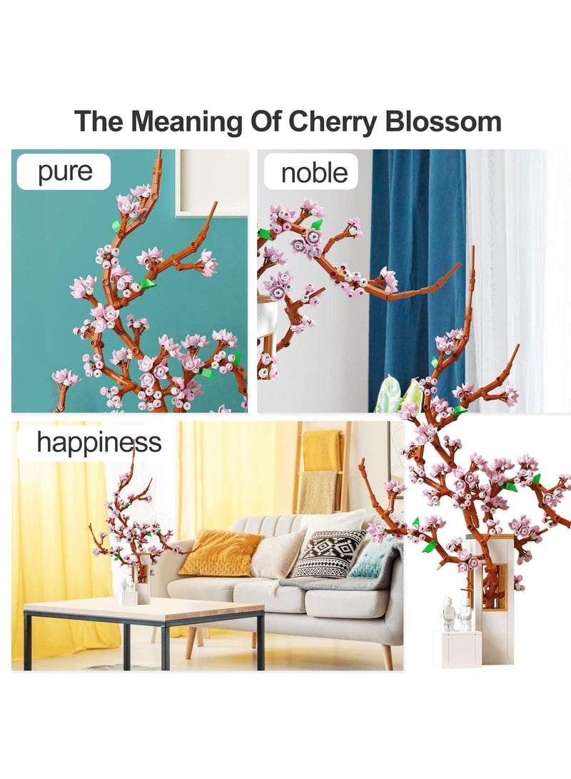 واي آند دي Building Blocks Kits for Adults Cherry Blossom Plant Home Decor Flower Bouquet Sets Compatible with Lego 750 Pcs Beautiful Artificial Gift Friends Women Girls - Image 2