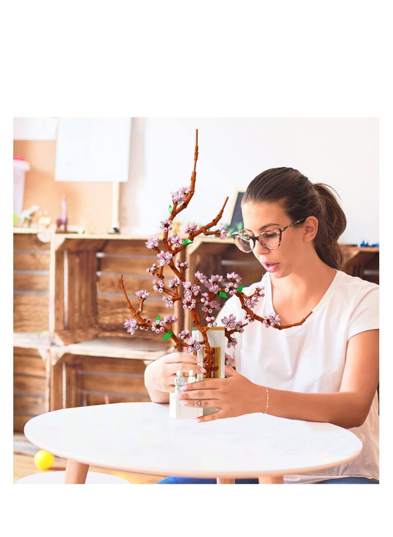 واي آند دي Building Blocks Kits for Adults Cherry Blossom Plant Home Decor Flower Bouquet Sets Compatible with Lego 750 Pcs Beautiful Artificial Gift Friends Women Girls - Image 4