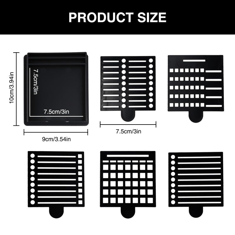 Framad Sticky Note Stencil and Holder with Five Different Stencil, Black Reusable 3x3 Inch Post It Note Organizer for Desk - Image 2