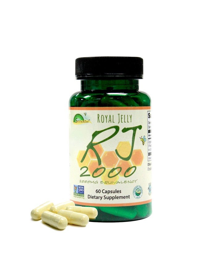 greenbow جيل الملكي 2000 ملغ مكافئ غير معدّل وراثيًا مصنوع من جيل ملكي عضوي واحد من أكثر المكملات الغذائية كثافة 60 كبسولة نباتية - Image 1