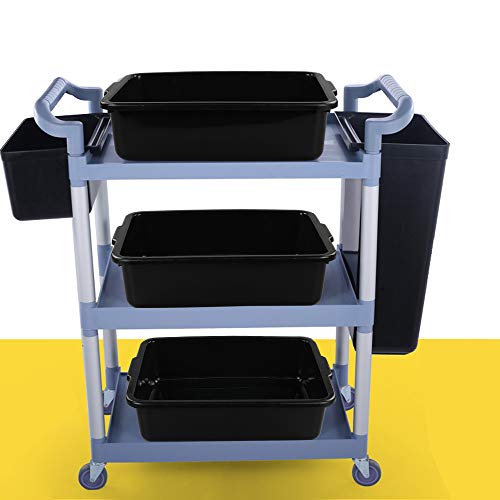 Qskely Black Commercial Plastic Bus Box, Bus Tub, Set of 3 - Image 3