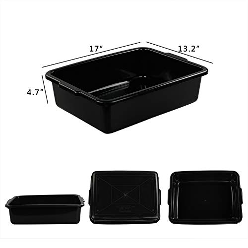 Qskely Black Commercial Plastic Bus Box, Bus Tub, Set of 3 - Image 2