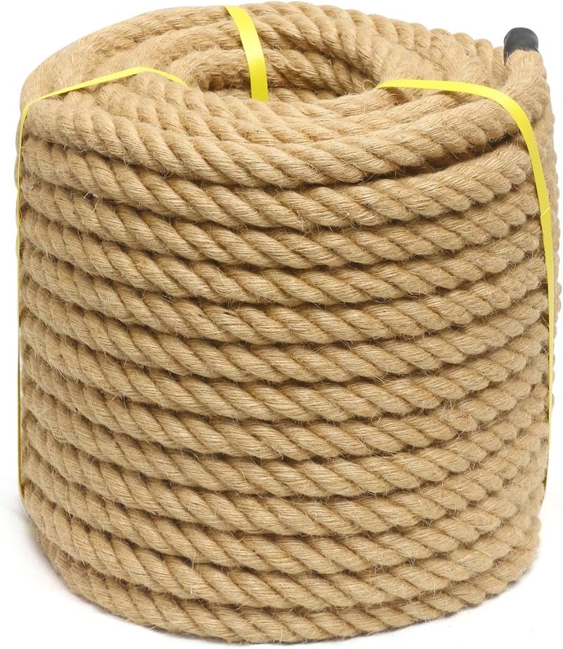 NEWZON 10mm Strong and Heavy Natural Thick Jute Rope Craft Swing Hammock Pulling Climbing Gym Docks Railing Chair Gardening Decorating Hemp String Etc. (75 Feet) - Image 1