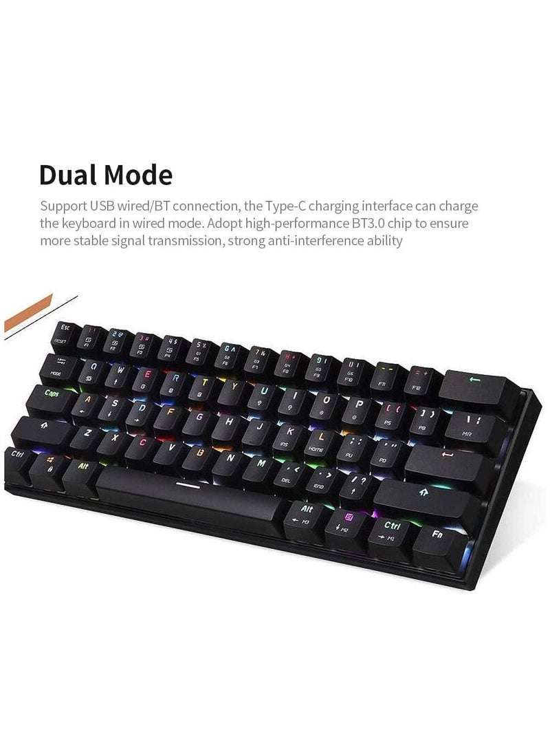 Motospeed - Motospeed CK62 RGB Dual Mode (Wired/Bluetooth) Mechanical Keyboard Red Switch - Image 1
