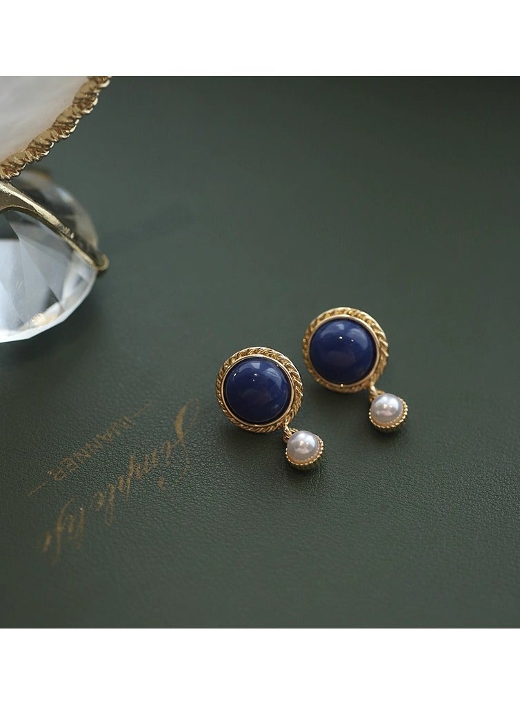 Danube Blue Vintage Pearl Earrings – French Palace-Inspired Elegance - Image 3