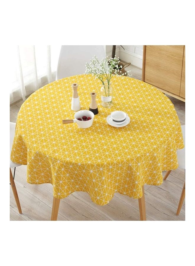 NIBEMINENT Round Stripe Table Cover Yellow/White 150cm - Image 1