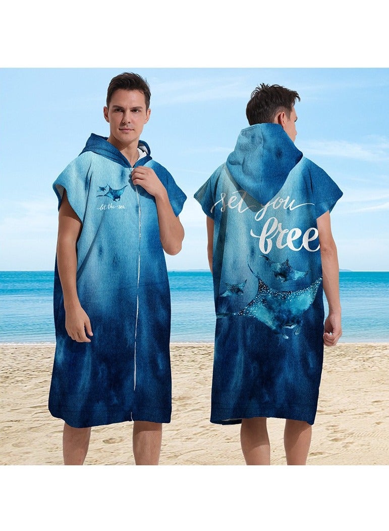 general Adult parent-child hooded bath towel microfiber cloak beach quick-drying bathrobe cloak beach towel