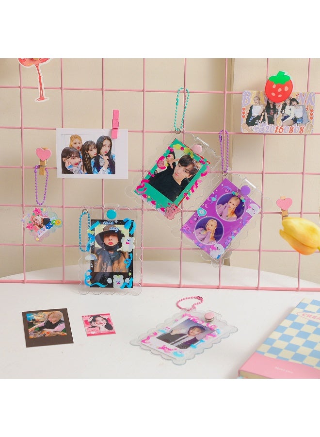 NIBEMINENT 1 - Piece Kpop Photo Card Holder Pendant Key Chain ID Badge Holder ID Card Holder Photo Card Protector for School ID Office ID Access Card for Women Girls - Image 2