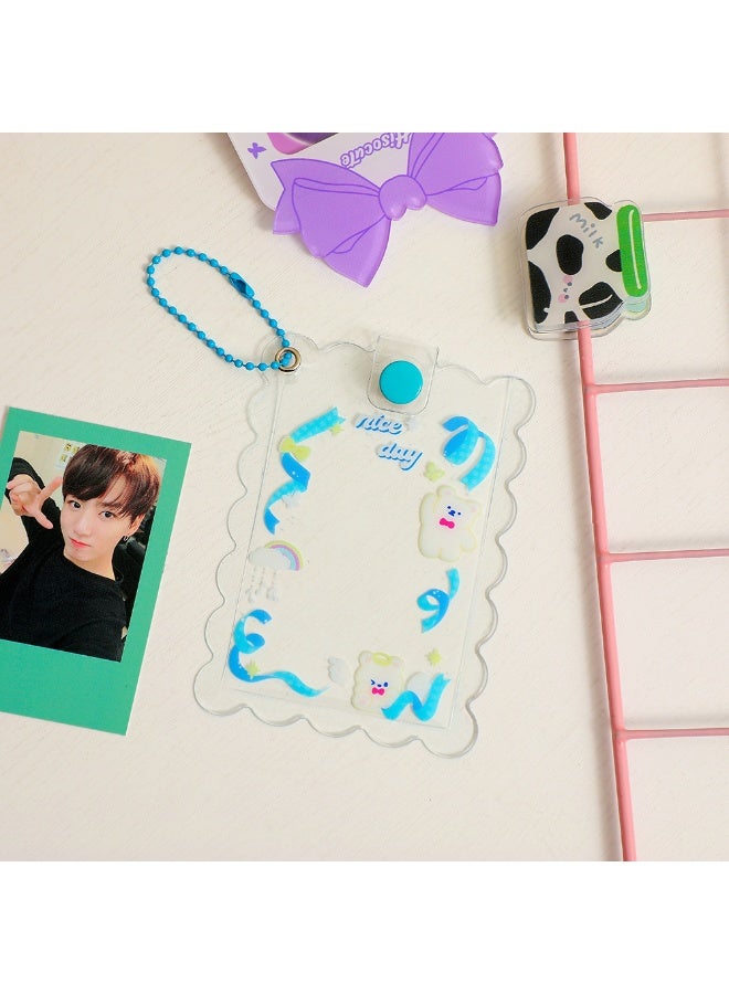 NIBEMINENT 1 - Piece Kpop Photo Card Holder Pendant Key Chain ID Badge Holder ID Card Holder Photo Card Protector for School ID Office ID Access Card for Women Girls - Image 1