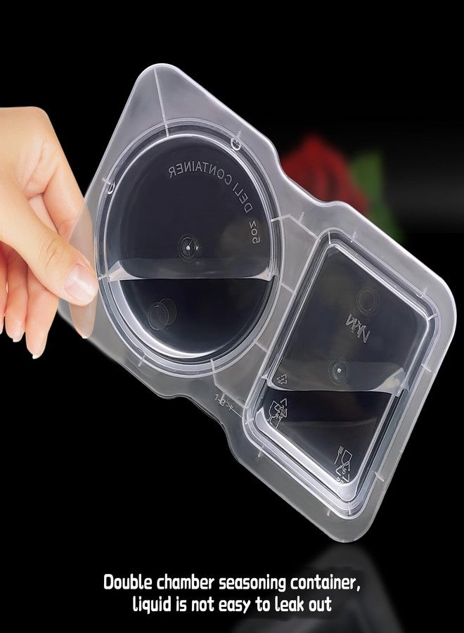JOBVERT 32 Sets Double Compartment Condiment Container, Disposable 2 Compartment Snack Containers with Lids, Reusable Plastic Double Condiment Containers for Salad, Sampling, Dipping Sauce，Travel Snack - Image 5