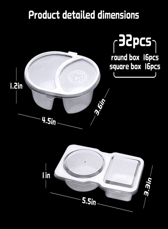 JOBVERT 32 Sets Double Compartment Condiment Container, Disposable 2 Compartment Snack Containers with Lids, Reusable Plastic Double Condiment Containers for Salad, Sampling, Dipping Sauce，Travel Snack - Image 2