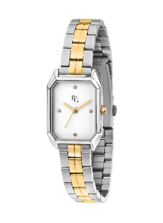 B&G Women's White Rectangular Analog Dial with Multicolour Stainless Steel Band Watch - 36mm - R3853267512 - Image 1