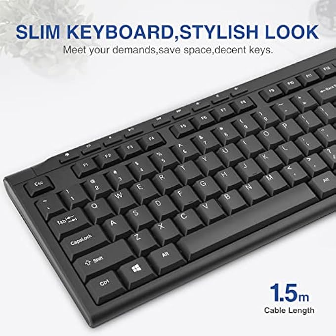 rayihni RK907 ULTRA-SLIM COMPACT USB WIRED KEYBOARD FOR MAC AND PC,WINDOWS 10/8 / 7 / VISTA/XP (BLACK) (1PCS) - Image 3