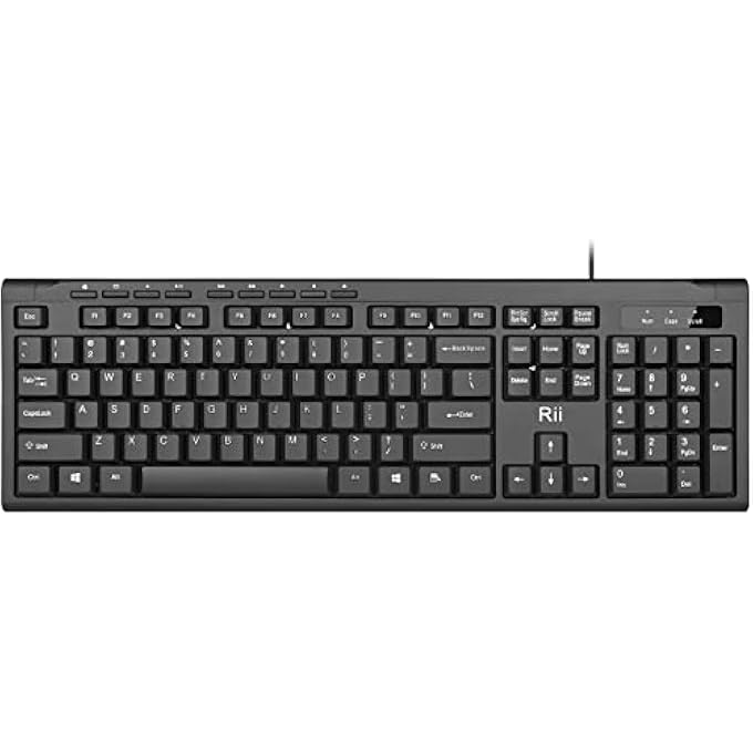 rayihni RK907 ULTRA-SLIM COMPACT USB WIRED KEYBOARD FOR MAC AND PC,WINDOWS 10/8 / 7 / VISTA/XP (BLACK) (1PCS) - Image 1