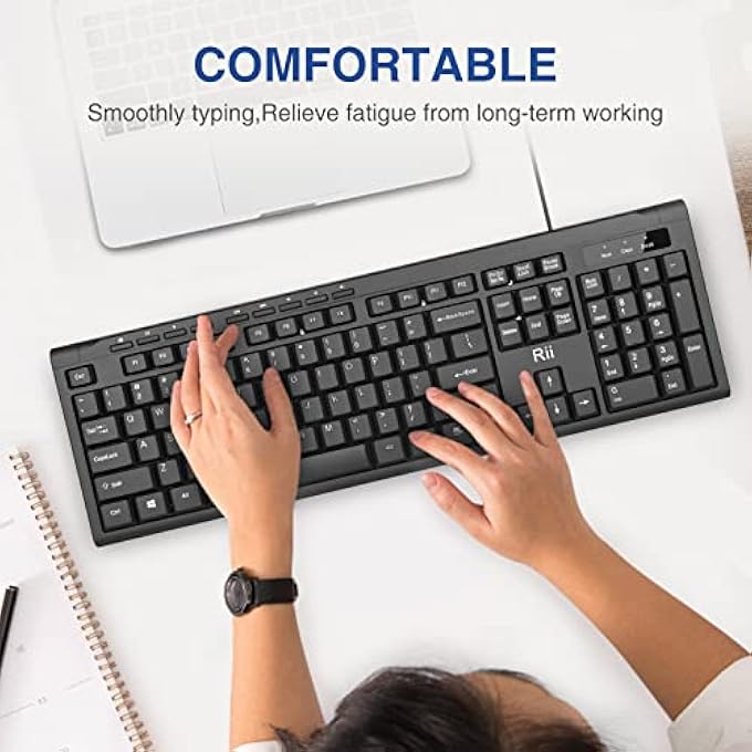 rayihni RK907 ULTRA-SLIM COMPACT USB WIRED KEYBOARD FOR MAC AND PC,WINDOWS 10/8 / 7 / VISTA/XP (BLACK) (1PCS) - Image 2
