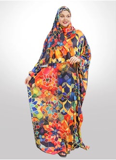Zmurud Practical Printed silky satin prayer dress with headscarf from zmurud fashion  - Image 1