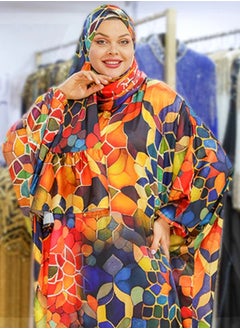 Zmurud Practical Printed silky satin prayer dress with headscarf from zmurud fashion  - Image 3
