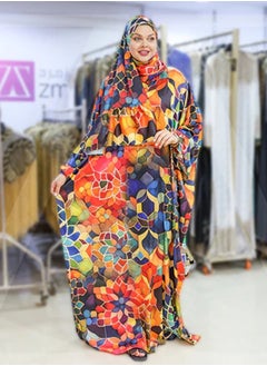 Zmurud Practical Printed silky satin prayer dress with headscarf from zmurud fashion  - Image 4