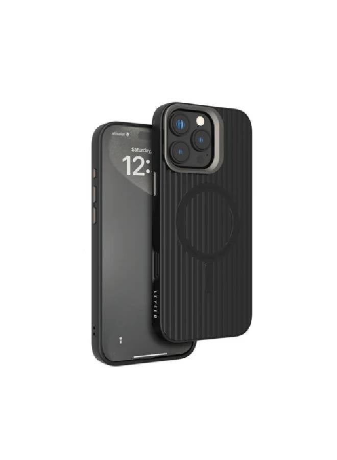 ليفيلو جراب ليفيا TUP سيليكون متوافق مع ماجسيف من ليفيلو لهاتف آيفون 16 برو مع حامل وحلقة كاميرا - أسود - Image 2