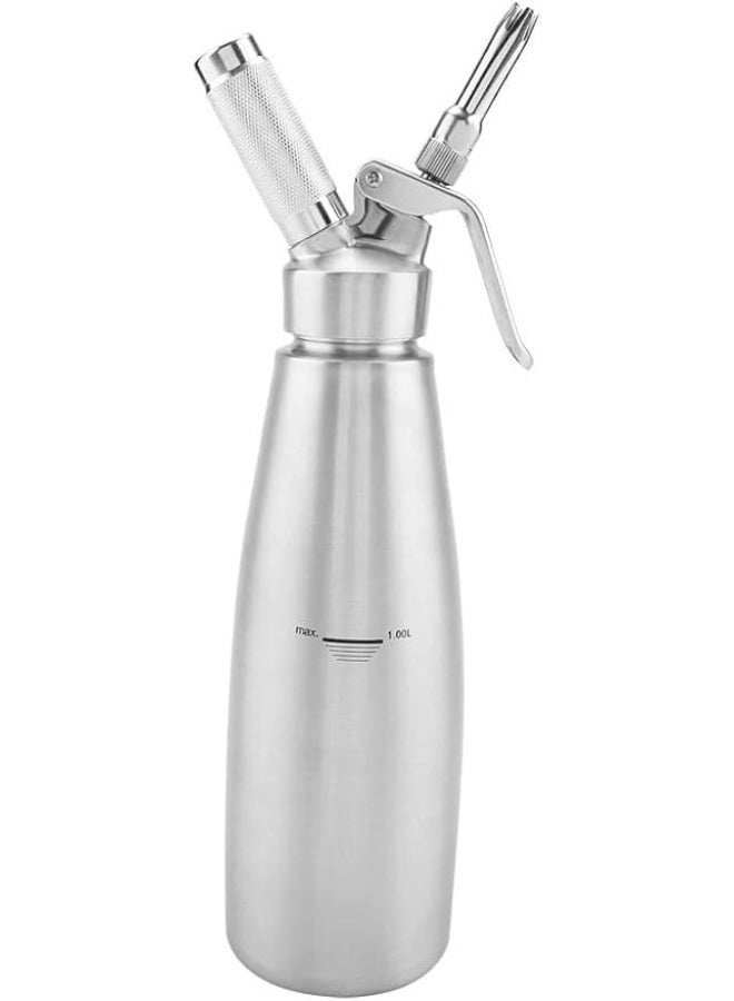 Stainless Steel Cream Dispenser 1000ml – Professional Whipped Cream Maker for Creams, Sauces, Desserts & Beverages, Durable Whipper Bottle with Nozzle (1pc) - Image 1