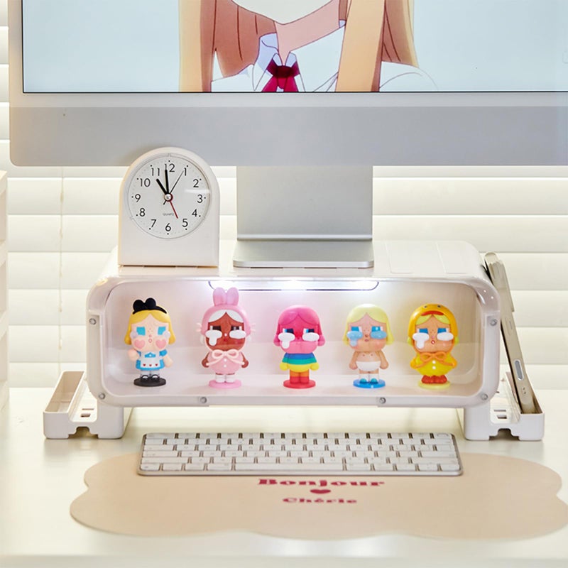 WMM Monitor Stand Riser Small, Computer Monitor Stand with Drawer and Display Minifigures, Computer Desktop Stand with Lights, Removable Elevated Structure, Compatible with Computers, Desktops, and Laptops - Image 2