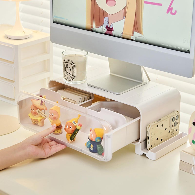 WMM Monitor Stand Riser Small, Computer Monitor Stand with Drawer and Display Minifigures, Computer Desktop Stand with Lights, Removable Elevated Structure, Compatible with Computers, Desktops, and Laptops - Image 5