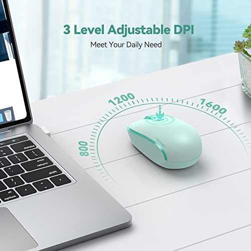 TECKNET Wireless Mouse for Laptop, 2.4G Quiet Computer Mouse with USB Receiver, 4 Buttons Portable Cordless Mice for Chromebook, Laptop, PC, Mac, 800/1200/1600 DPI - Mint Green - Image 5