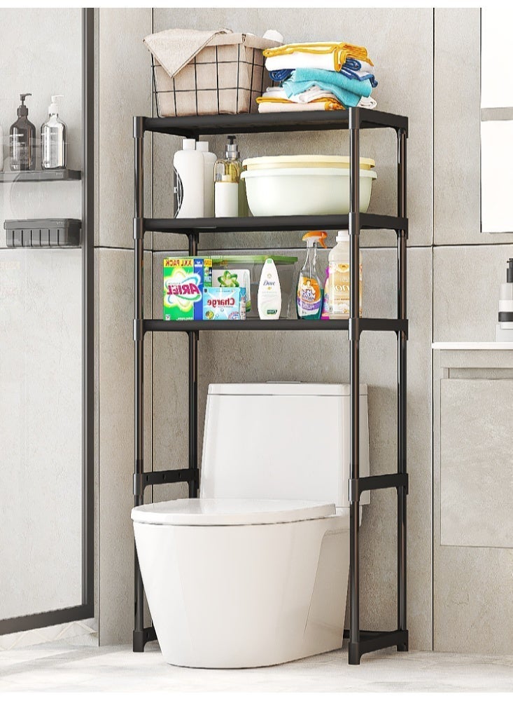 CKIKH three-tier freestanding storage racks can be placed above toilets or washing machines. These space-saving organizers are strong, sturdy, and durable, suitable for use in bathrooms, laundry rooms, homes, and offices. - Image 1